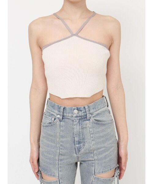 RESEXXY（リゼクシー）の「アメスリクロップドニットトップス（キャミソール・レディース・ブルー/アイボリー/ブラック・FREE）」の22枚目の写真