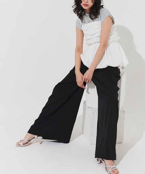 ECLAM(クラム)の「タックデザインワイドパンツ(その他パンツ・レディース・ライトベージュ/ブラック/ホワイト・S/M)」の12枚目の写真