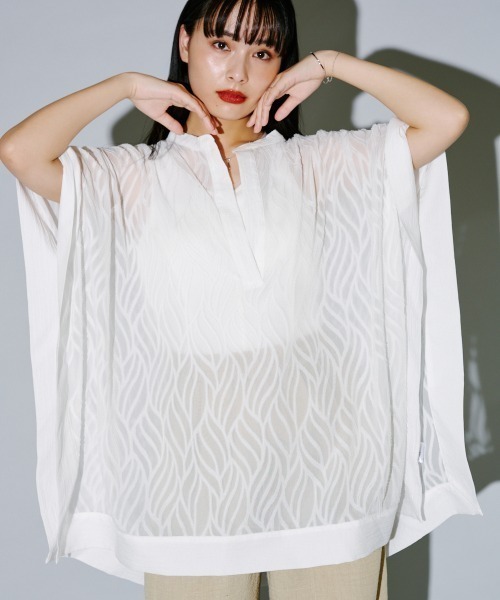 セール】シアージャカードスクエアポンチョ（シャツ/ブラウス