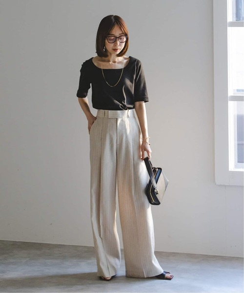 Noble(ノーブル)の「《追加》スビンコットンソフトスクエアーネックTシャツ 2(Tシャツ/カットソー・レディース・ブルー/ブラウン/ブラック/ホワイト・FREE)」の10枚目の写真