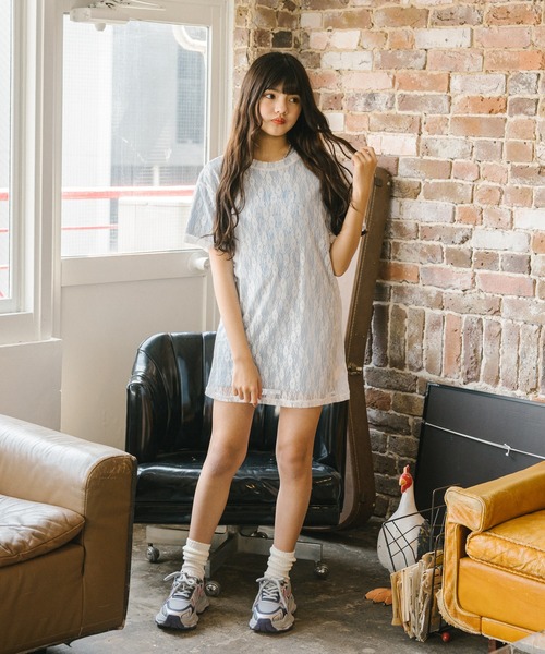 URBAN CHERRY(アーバンチェリー)の「【MELTY BUNNY/メルティバニー】レースワンピース+メルバ二プリントワンピース(Tシャツ/カットソー・キッズ・ピンク/ブルー/ホワイト・S/XS/M)」の13枚目の写真