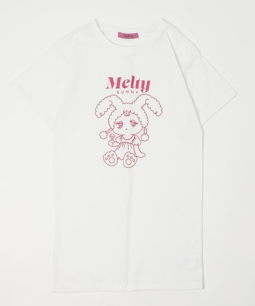 URBAN CHERRY(アーバンチェリー)の「【MELTY BUNNY/メルティバニー】レースワンピース+メルバ二プリントワンピース(Tシャツ/カットソー・キッズ・ピンク/ブルー/ホワイト・S/XS/M)」の6枚目の写真