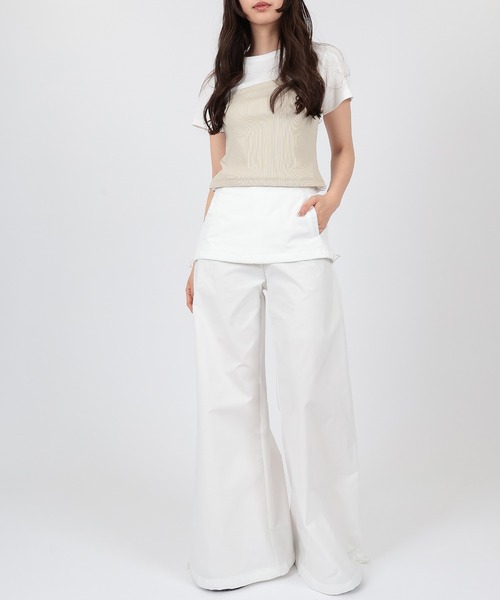 SUWDEE(スーディー)の「docking skirt wide pants(その他パンツ・レディース・ホワイト/ブラック・S/M)」の4枚目の写真