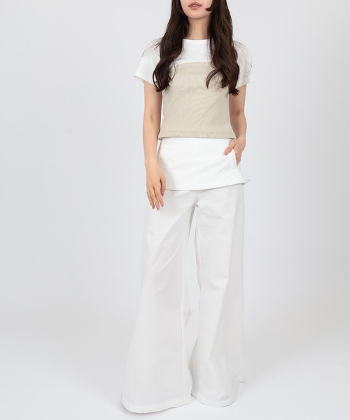 SUWDEE(スーディー)の「docking skirt wide pants(その他パンツ・レディース・ホワイト/ブラック・S/M)」の5枚目の写真