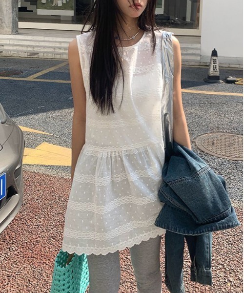 セール】WEGO/レイヤーシースルードット柄ワンピース