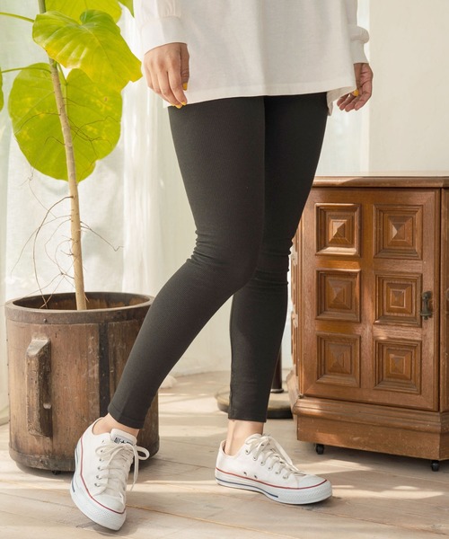 anap mimpi（アナップミンピ）の「ハイウエストベーシックリブレギンス（その他パンツ・レディース・グレー/ブラック・FREE）」の2枚目の写真