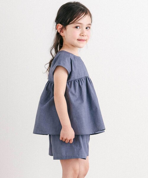 Tartine et Chocolat(タルティーヌエショコラ)の「リボン半袖切替ブラウス+ハーフパンツ セットアップ(90~140cm)(セットアップ・キッズ・ネイビー・130cm/120cm/90cm/100cm/110cm/140cm)」の7枚目の写真