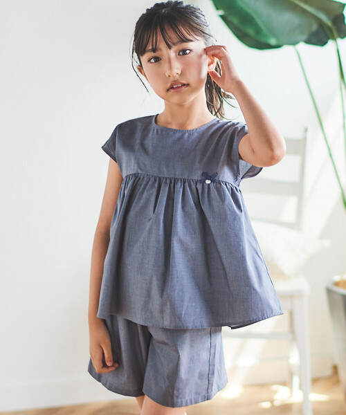 Tartine et Chocolat(タルティーヌエショコラ)の「リボン半袖切替ブラウス+ハーフパンツ セットアップ(90~140cm)(セットアップ・キッズ・ネイビー・130cm/120cm/90cm/100cm/110cm/140cm)」の21枚目の写真