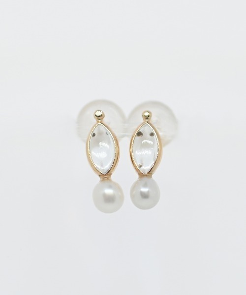 sowi(ソーイ)の「K10 天然石&パールピアス(ピアス(両耳用)・レディース・ライトブルー/イエロー・フリ-)」の3枚目の写真