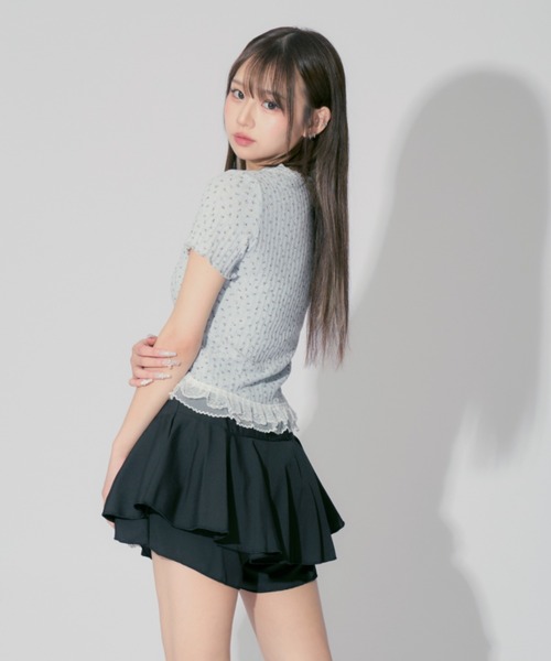 ALLuRing ChaRm（アリュリングチャーム）の「Floral Frill Cardigan / 花柄フリルカーディガン 小花柄（カーディガン/ボレロ・レディース・ホワイト/ピンク/ブルー・FREE）」の12枚目の写真