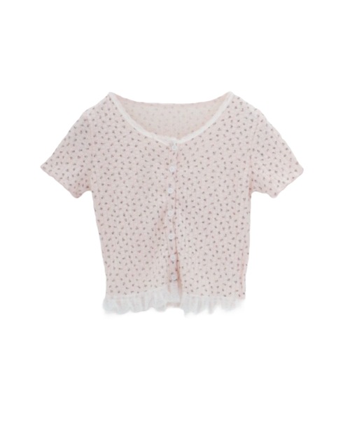 ALLuRing ChaRm（アリュリングチャーム）の「Floral Frill Cardigan / 花柄フリルカーディガン 小花柄（カーディガン/ボレロ・レディース・ホワイト/ピンク/ブルー・FREE）」の21枚目の写真