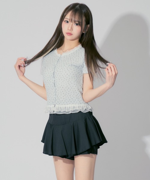 JilLA(ジルア)の「Floral Frill Cardigan / 花柄フリルカーディガン 小花柄(カーディガン/ボレロ・レディース・ホワイト/ピンク/ブルー・FREE)」の22枚目の写真