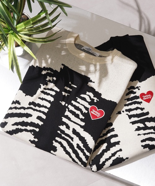 #MEMORY(メモリー)の「【MEMORY】ミラノリブ ボーンハート オーバーサイズ 半袖 ニット / Milan Rib Bone Heart Oversized Short Sleeve Knit(ニット/セーター・メンズ・アイボリー/ブラック・FREE)」の3枚目の写真