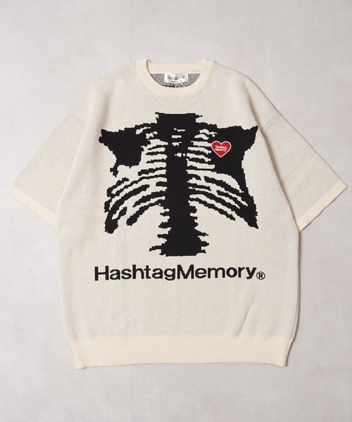 #MEMORY(メモリー)の「【MEMORY】ミラノリブ ボーンハート オーバーサイズ 半袖 ニット / Milan Rib Bone Heart Oversized Short Sleeve Knit(ニット/セーター・メンズ・アイボリー/ブラック・FREE)」の6枚目の写真