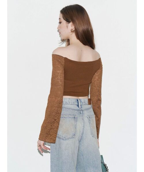 EVRIS（エヴリス）の「レースコンビオフショルトップス（Tシャツ/カットソー・レディース・ホワイト/ブラウン/ブラック・FREE）」の7枚目の写真