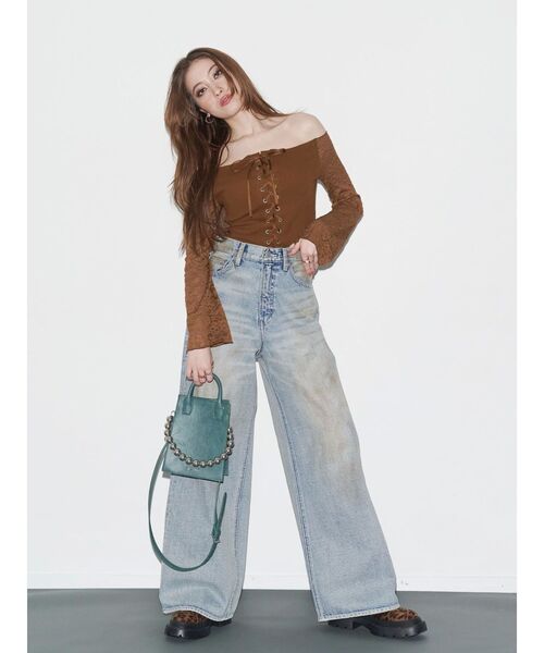 EVRIS（エヴリス）の「レースコンビオフショルトップス（Tシャツ/カットソー・レディース・ホワイト/ブラウン/ブラック・FREE）」の10枚目の写真