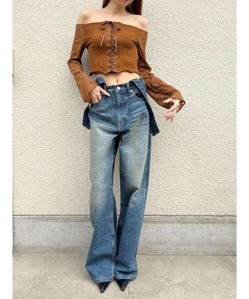 EVRIS（エヴリス）の「レースコンビオフショルトップス（Tシャツ/カットソー・レディース・ホワイト/ブラウン/ブラック・FREE）」の13枚目の写真