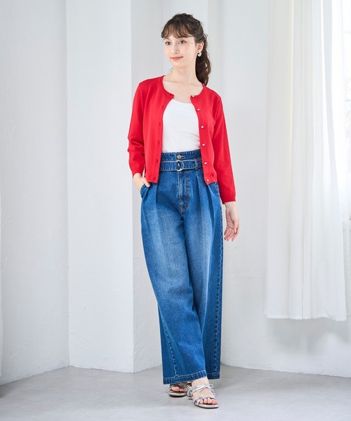 31 Sons de mode（トランテアン　ソン　ドゥ　モード）の「ベーシック七分袖カーディガン（カーディガン/ボレロ・レディース・ブラック/ホワイト/レッド/グリーン・ﾌﾘ-）」の15枚目の写真