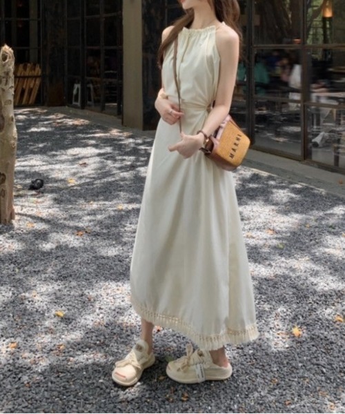 大人気新品  セール】【春夏新作】背中開きノースリーブワンピース ワンピース