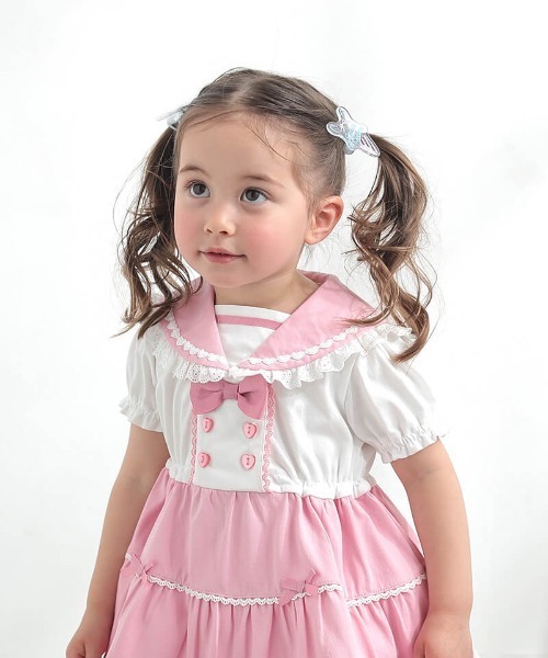 coeur a coeur（クーラクール）の「coeur a coeur セーラーワンピース（ワンピース・キッズ・ピンク/ブルー・90cm/100cm/110cm/120cm）」の8枚目の写真