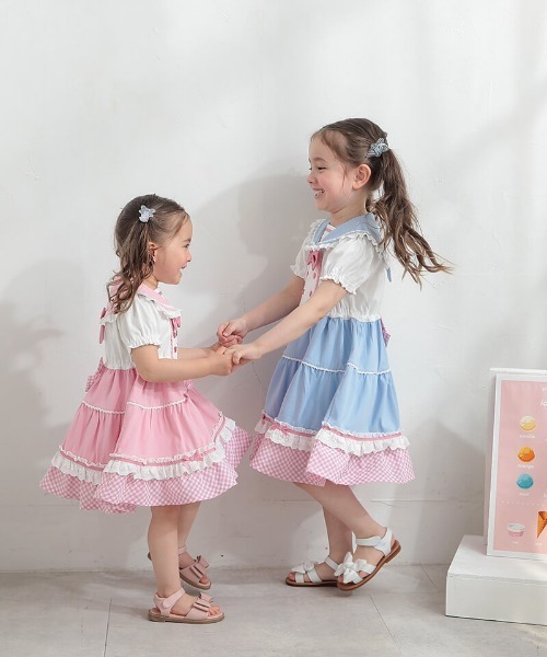 coeur a coeur（クーラクール）の「coeur a coeur セーラーワンピース（ワンピース・キッズ・ピンク/ブルー・90cm/100cm/110cm/120cm）」の16枚目の写真