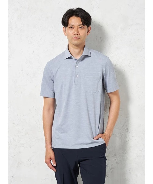 HARUYAMA(ハルヤマ)の「【吸湿冷感】完全ノーアイロン 半袖 アイポロシャツ カッタウェイ i-shirt(ポロシャツ・メンズ・サックスブルー/ベージュ/ネイビー・M/LL/L/S/3L)」の2枚目の写真