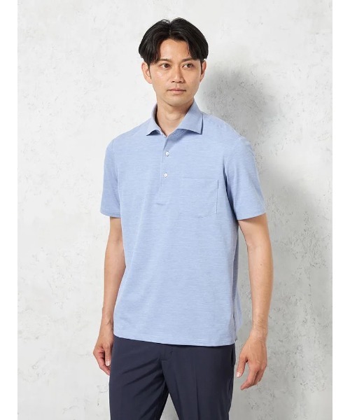 HARUYAMA(ハルヤマ)の「【吸湿冷感】完全ノーアイロン 半袖 アイポロシャツ カッタウェイ i-shirt(ポロシャツ・メンズ・サックスブルー/ベージュ/ネイビー・M/LL/L/S/3L)」の3枚目の写真