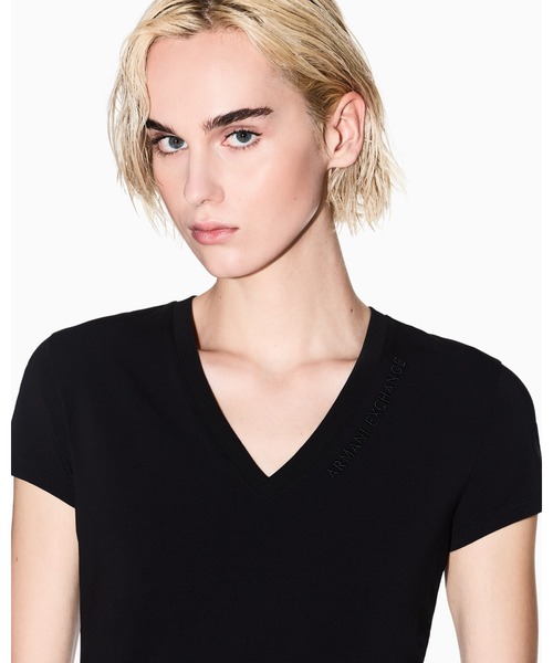 定価高　EMPORIO ARMANI　キラキラストーンロゴ　Vネック　Tシャツ EMPORIO ARMANI エンポリオ アルマーニ アンダーシャツ