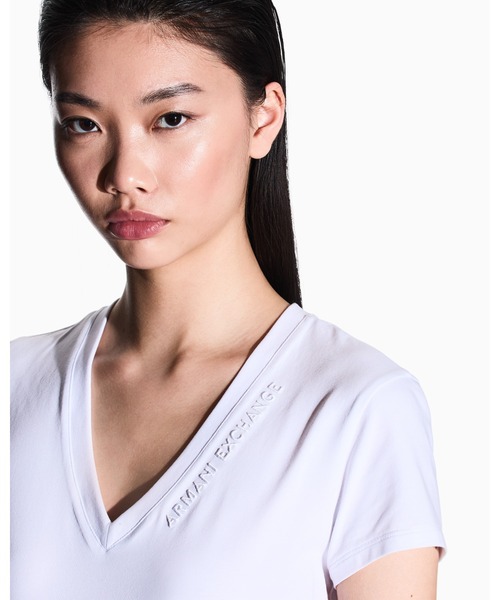 【ARMANI EXCHANGE】アルマーニ ロゴ半袖VネックTシャツ White A|X アルマーニ エクスチェンジ】2PACK 半袖VネックTシャツ（T