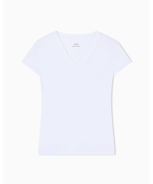 定価高　EMPORIO ARMANI　キラキラストーンロゴ　Vネック　Tシャツ EMPORIO ARMANI EA7 (エンポリオ アルマーニ) ラインストーン