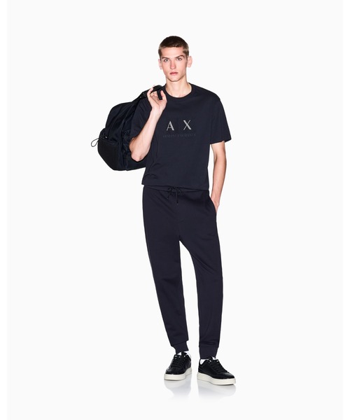 ARMANI EXCHANGE（アルマーニエクスチェンジ）の「【A|X アルマーニ エクスチェンジ】エンブロイダードボックスロゴ 半袖クルーネックTシャツ/REGULAR（Tシャツ/カットソー・メンズ・ストーン/ダークネイビー・XX-LARGE/LARGE/MEDIUM/SMALL/X-LARGE/X-SMALL）」の4枚目の写真