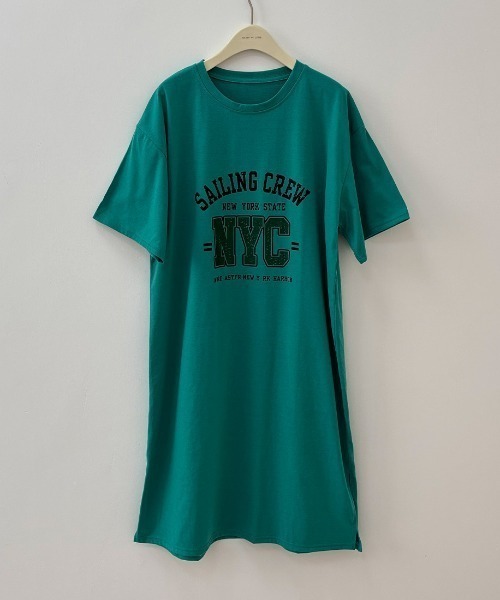 maison de LATIR(メゾンドラティール)の「夏服シンプルロゴで着やすい。大人カジュアルTシャツ半袖ワンピース(ワンピース・レディース・ブルー/グレー/グリーン/ホワイト・FREE)」の15枚目の写真