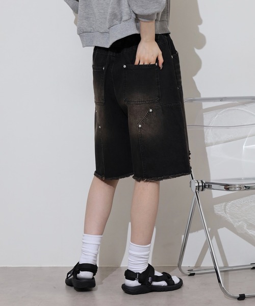 RE730(アールイーセブンサーティー)の「ダブルニーショートパンツ(デニムパンツ・メンズ・ブラック/ブルー・M/L)」の19枚目の写真