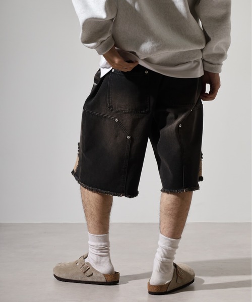 RE730(アールイーセブンサーティー)の「ダブルニーショートパンツ(デニムパンツ・メンズ・ブラック/ブルー・M/L)」の14枚目の写真
