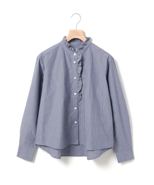 MidiUmi（ミディウミ）の「MidiUmi フロントハーフフリルシャツ（シャツ/ブラウス・レディース・チャコールグレー/オフホワイト/ネイビー/ブラック・FREE）」の5枚目の写真