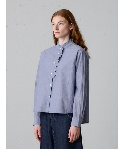 MidiUmi（ミディウミ）の「MidiUmi フロントハーフフリルシャツ（シャツ/ブラウス・レディース・チャコールグレー/オフホワイト/ネイビー/ブラック・FREE）」の10枚目の写真