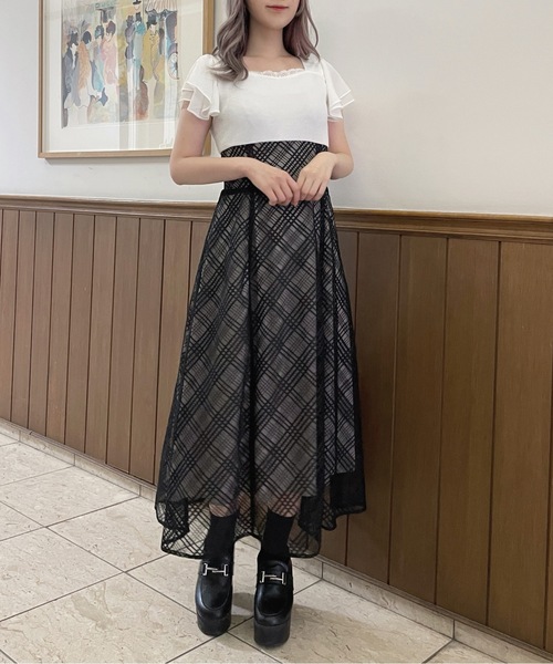 abc une face(アーベーセーアンフェイス)の「フレア袖ドッキングワンピース(ワンピース・レディース・ホワイト系その他2/ブラック系その他/ホワイト系その他/ブルー系その他・FREE)」の9枚目の写真