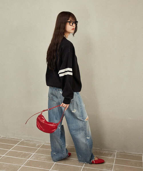 MARY QUANT（マリークワント）の「MARY QUANT × PUBLUX/マリークワント フラワーモチーフ 袖ライン スウェットライクニット　限定展開（ニット/セーター・レディース・ブラック/グリーン/レッド/ネイビー・ﾌﾘ-）」の21枚目の写真