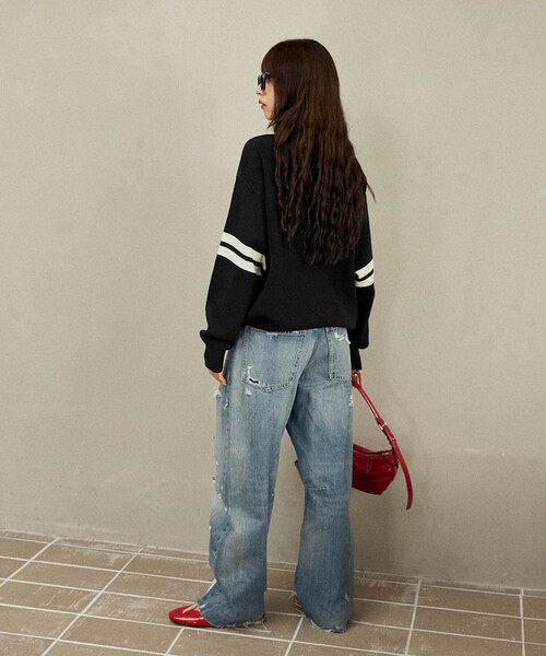 MARY QUANT（マリークワント）の「MARY QUANT × PUBLUX/マリークワント フラワーモチーフ 袖ライン スウェットライクニット　限定展開（ニット/セーター・レディース・ブラック/グリーン/レッド/ネイビー・ﾌﾘ-）」の22枚目の写真