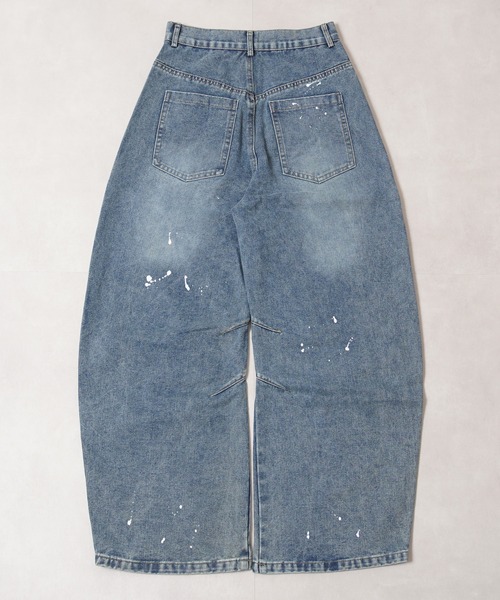 1111clothing(ワンフォークロージング)の「ハート刺繍 バレルレッグ ジーンズ / Heart Embroidery Barrel Leg Jeans(デニムパンツ・メンズ・ブルー/インディゴブルー・S/M/L/XL)」の4枚目の写真