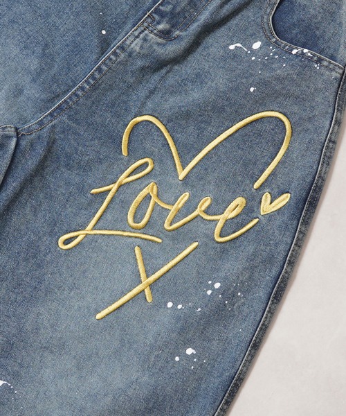 1111clothing(ワンフォークロージング)の「ハート刺繍 バレルレッグ ジーンズ / Heart Embroidery Barrel Leg Jeans(デニムパンツ・メンズ・ブルー/インディゴブルー・S/M/L/XL)」の15枚目の写真