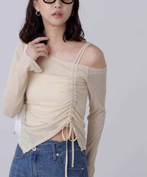 FREE'S MART(フリーズマート)の「◆ワンショルシャーリングテレコカットソー(Tシャツ/カットソー・レディース・ベージュ/ブラウン/ブラック/グレー・FREE)」の8枚目の写真