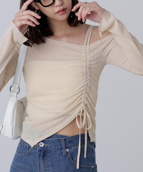 FREE'S MART(フリーズマート)の「◆ワンショルシャーリングテレコカットソー(Tシャツ/カットソー・レディース・ベージュ/ブラウン/ブラック/グレー・FREE)」の5枚目の写真