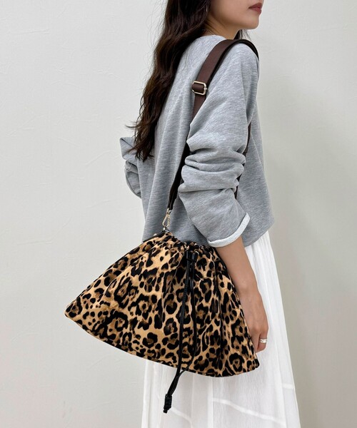 セール】ジャガードショルダードロスト巾着バッグ（ショルダーバッグ