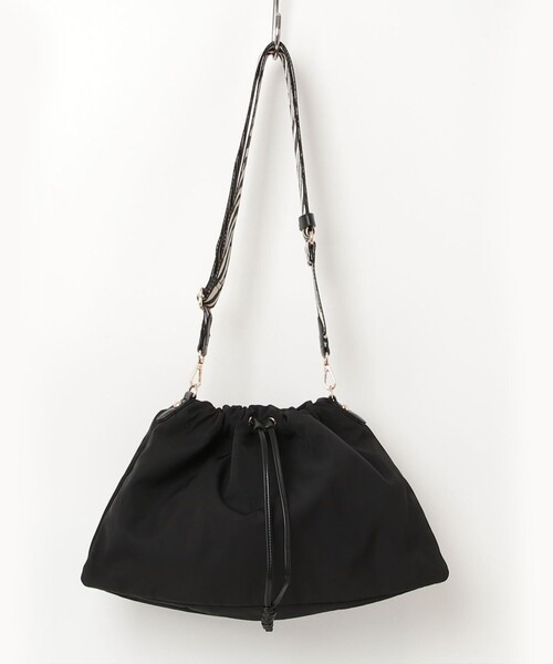 fredy emue(フレディエミュ)の「ジャガードショルダードロスト巾着バッグ(ショルダーバッグ・レディース・ベージュ/ブラウン系その他/ブラック・FREE)」の12枚目の写真