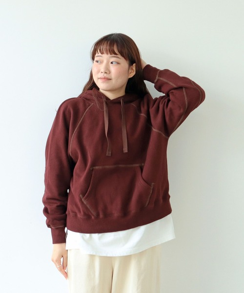 PAR ICI（パーリッシィ）の「リサイクルコットン 裏毛フーディー（パーカー・レディース・アイボリー/イエロー/ネイビー/グレー/サックスブルー/ボルドー・FREE）」の6枚目の写真