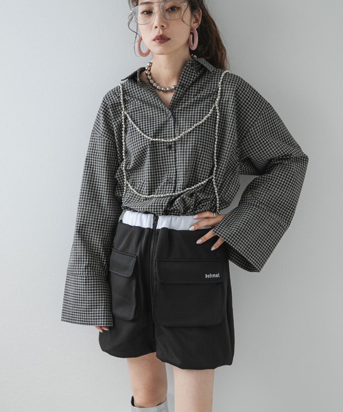 bohmal（ボマール）の「配色カラーバルーンミニジャージスカート（スカート・レディース・ブラック/ライム・FREE）」の3枚目の写真