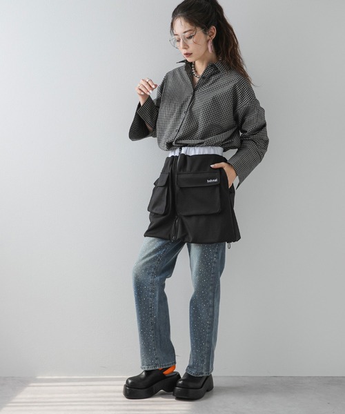 bohmal（ボマール）の「配色カラーバルーンミニジャージスカート（スカート・レディース・ブラック/ライム・FREE）」の5枚目の写真