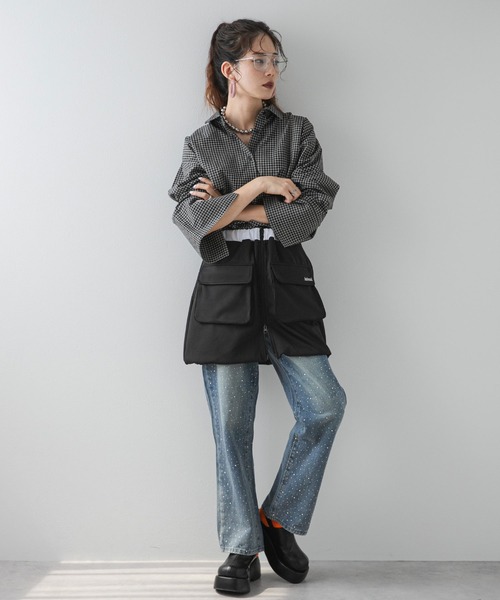 bohmal（ボマール）の「配色カラーバルーンミニジャージスカート（スカート・レディース・ブラック/ライム・FREE）」の6枚目の写真