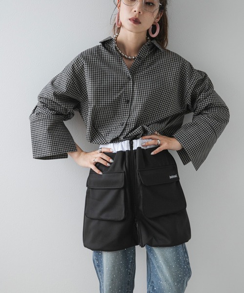 bohmal（ボマール）の「配色カラーバルーンミニジャージスカート（スカート・レディース・ブラック/ライム・FREE）」の7枚目の写真